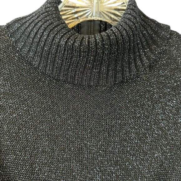 Vintage 70's Wenjilli Black Metallic Knit Maxi Sweater Dress Size 5/6 - Picture 5 of 10